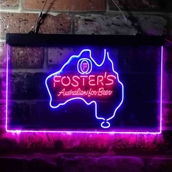 Foster's Australian Map Dual LED Neon Light Sign